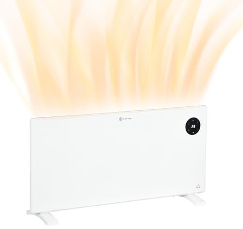 HOMCOM 2000W Electric Panel Heater, Freestanding or Wall Mounted, Convector Heater with LED Display, Open Window Detection, Timer, Overheat Protection, Remote Control, White