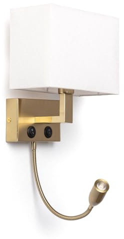 LEDKIA LIGHTING Lámpara de Pared de Metal con Flexo LED de Lectura Waldorf Latón E14