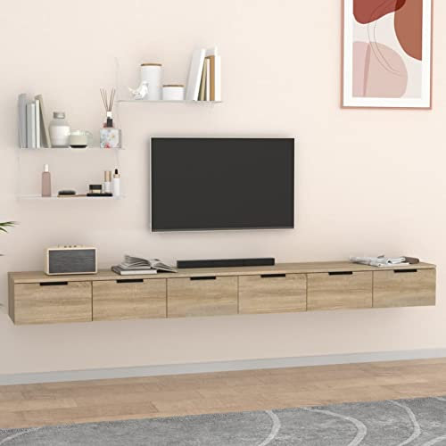ZEYUAN Wandschränke 2 STK. Sonoma-Eiche 102x30x20 cm Holzwerkstoff, Hängeschrank, Badezimmerschrank, Badschrank, Aufsatzschrank, Gewürzschrank, Wall Cabinet