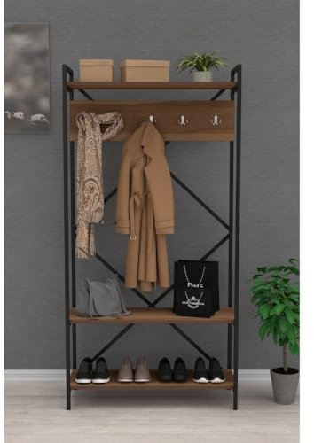 Mueble recibidor 90x180h cm con Percha y Perchero Color Nogal - Navis