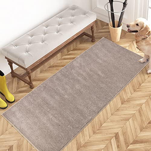 PURRUGS Dirt Trapping Door Mat 60 x 150 cm, Non-Slip Machine Washable Entryway Rug, Dog Door Mat, Super Absorbent Entry Rug for Front Door, Back Door, Muddy Shoes and Paws, Taupe