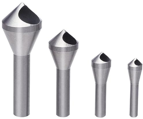 BRIOTA Countersink Drill Bit, 4 Pcs Countersink Drill Bit Set, Titanium Coated HSS 4241 Wood Drill Bits, 90 Degree for Crosshole Cutting Wood, Metal, Plastic (Silver)