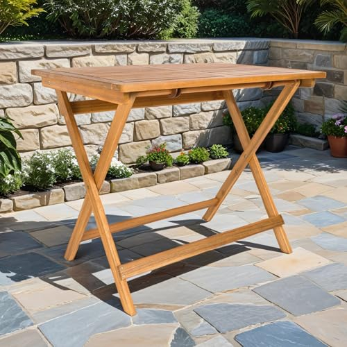 SAM Loreno Esstisch - Blossom - 80x60 cm Massives geöltes Akazienholz - Gartentisch, Holztisch, Tischplatte massivholz, Esszimmertisch - Einzigartiges & pflegeleichtes Möbelstück