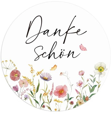 BETESSIN 120 Stück Danke Aufkleber 4cm - Dankeschön Aufkleber im Blumenstil - Danke Etiketten Selbstklebend - Thank You Sticker für Papiertüten, Geschenkverpackungen und Umschlägen