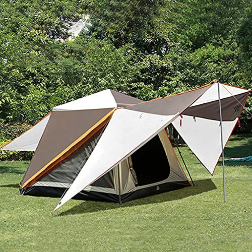 Outdoor-Zelt, Zelt für 3–5 Personen, Familienzelt, Doppelschichtzelt – ultragroßes wasserdichtes Kuppelzelt mit Halle, Pop-up-Zelt, Campingzelte und Unterstände (Farbe: Weißer Kaffee) (Weißer Kaffee)