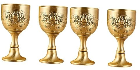 Alipis 4pcs Metal Texture Cocktail Glasses Vintage Ornaments Cups Classic Design for Parties Weddings Catering