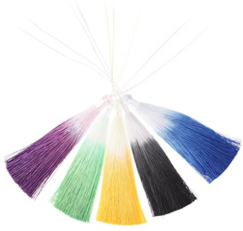 PLAFOPE 5stücke Diy Quasten Anhänger Zum Aufhängen Hängende Quaste Mit Farbverlauf Fan Quaste Dekorative Im Chinesischen Stil Für Schlüsselanhänger Handtaschen Und Andere Kleine Projekte
