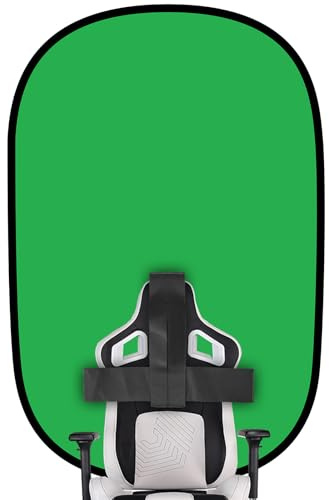 Aiuca Silla de pantalla verde portátil, telón de fondo verde de 58 pulgadas con soporte, fondo verde plegable de doble cara, llave croma, para fotografía, transmisión, juegos, fotos, zoom,