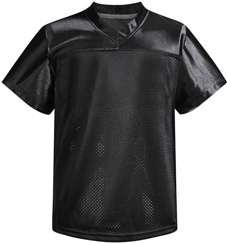Repawu Youth Blank Football Jersey,Boy's Mesh Athletic Practice Footabll Shirts,Blank Footabll Jerseys for Kids S-XL (US, Alpha, Small, Regular, Black)