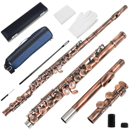 Querflöte 16 Löcher Schließen/offen Flöte C-Taste Flöte Cupronickel Konzert Querflöte Musikinstrument Mit E-Taste Zubehör