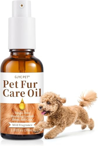 Olio per la cura della pelliccia di cani e gatti – Senza risciacquo, rimuove grovigli e dona lucentezza, arricchito con collagene e oli naturali, 30 ml (Fragranza delicata)