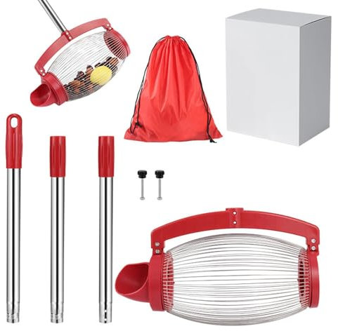 Generisk äppelsamlare fruktsamlare nötsamlare, justerbar långhandtags-rullnötskördmaskin-kulplockare lätt fruktsamlare fruktplockare för valnötter, pekannötter, golf, bollar