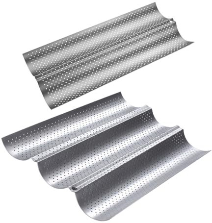 MOLUCKFU 2 Stück Brotbackblech Aus Edelstahl Antihaft Backform Für Französisches Brot Hitzebeständig Spülmaschinenfest Langlebig Küchenbedarf