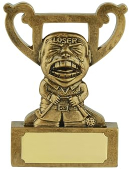 SilverTrophy Trophée d'or pour perdant du golf – Prix d'échec humoristique, nouveauté, performance terrible, sans valeur, blague, émoji de dessin animé, perdant, triche, idiot, vacances de golf,