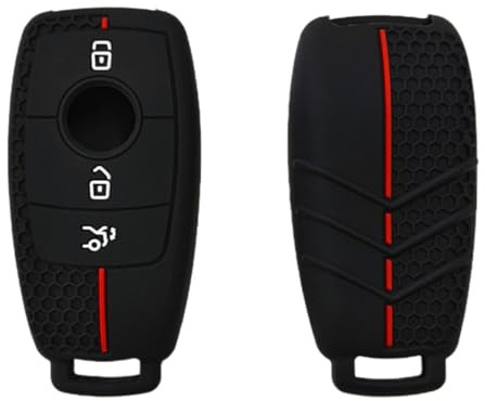 OTMIK Silikon Autoschlüssel Hülle passend für Mercedes-Benz A C E S G Klasse GLC CLE CLA GLB GLS W177 W205 W213 W222 X167 AMG Schlüsselhülle Zubehör (Schwarz)