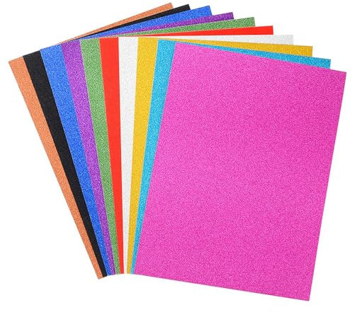 Glitzerpapier zum basteln 20 Blatt, Eva Moosgummi Glitzer A4, Bastelpapier bunt, Schaumstoff Bastelbögen für DIY Kunst, Klassenzimmer, Partys und Mehr