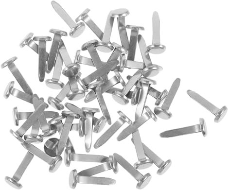 PHENOFICE 50 Kleiner Metall Brads Rundkopfklammern in Silber für Scrapbooking und Bastelarbeiten mit Befestigung und Dekoration 50 Stück für Kinder