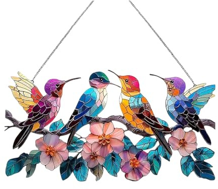 SLYGOU Fensterdeko HäNgend,Fensterbilder Zum AufhäNgen Kolibri-SonnenfäNger Zum AufhäNgen Acryl Pendant Sun Catcher Hängedeko SonnenfäNger Zum AufhäNgen FüR Fenster