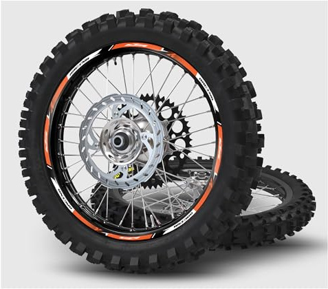 Kit Adesivi Cerchi Compatibili con KTM SX SXF EXC EXC-F Grafiche per Ruote Motocross Enduro da 18 19 21 Pollici per Tutti i Modelli, gli Anni e Cilindrate (Lucido)