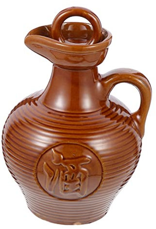 HOLIDYOYO Jarra De Cerámica Para Vino y Cerveza 500 Ml Barro Natural Resistente Uso Doméstico y Restaurante Recipiente Tradicional Para Servir Bebidas Diseño Vintage Único