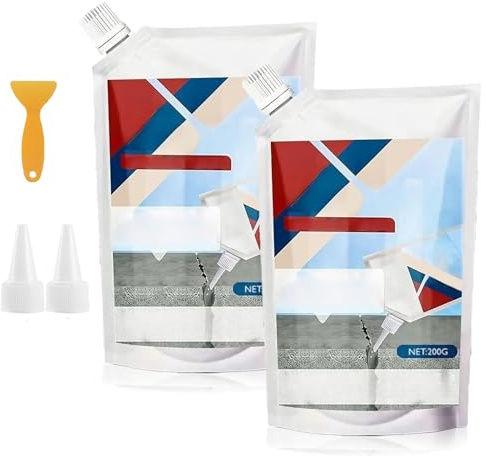 Adhesivo para reparación de grietas de hormigón de alta resistencia, adhesivo de lechada de secado rápido, relleno de grietas de cemento (White,2pcs)