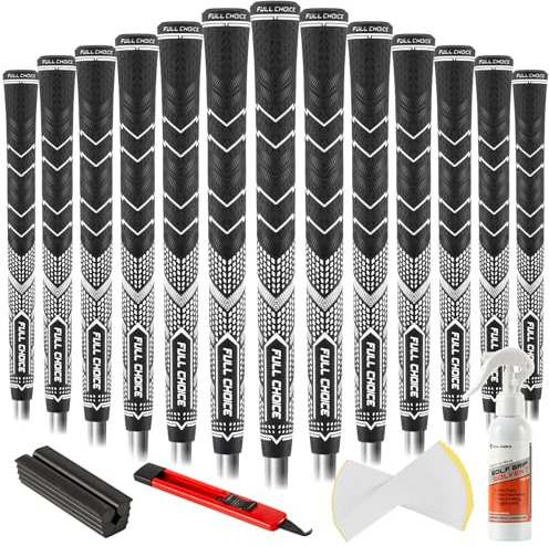 Full Choice Rubber Golf Grips 13-Pack, Low Taper, High Traction | Soft micro-textured rubber for comfortable all-weather control; Standard, Midsize or Jumbo; 4 colors