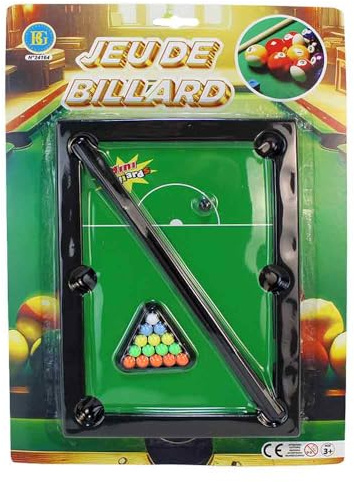Mini Billard für den Tisch – ca. 25 x 18 cm – Pool-Billard im Kleinformat – Tischspiel für Kinder ab 3 Jahren – fördert Motorik & Konzentration – auf Karte mit Sichtfenster verpackt