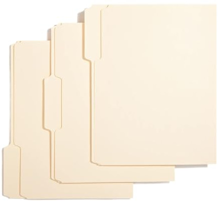 Cartelle di file - 100 cartelle per documenti | Tagliare la cartella di carta | Organizzatori di file durevoli e resistenti allo strappo | Organizzazione di cartelle cartacee per le scuole