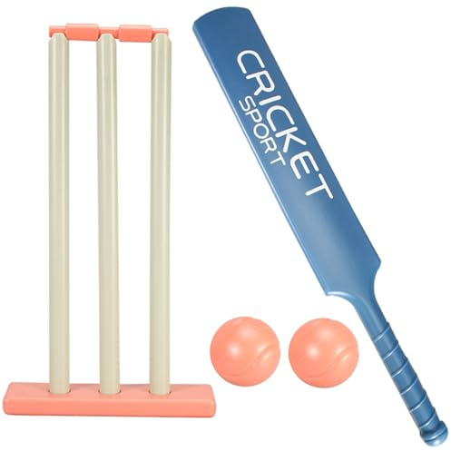Lawnrden Kids Cricket -Set, Cricket -Kit mit ABS -Fledermaus, Stümpfen, 2 Balls Eltern -Kind -Interaktionsspiel für Garden Beach Home Equipment für Kinder im Alter von 3+ Hockey Plastik