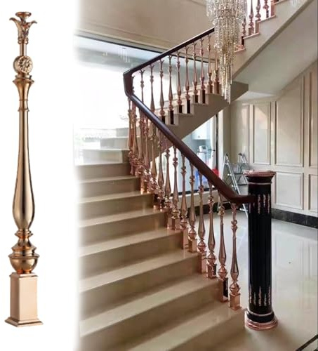 Balaustres ajustables de aleación de aluminio para escaleras, 10 husillos de metal para barandilla interior, diseño superior de 180° para escaleras, columnas de soporte, estilo moderno