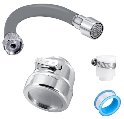 Faucet extension pipe that can be bent 360 ° and fixed，prevent water splashing, equipped with universal connector and multi-mode spray, suitable for kitchen/bathroom/outdoor garden(grey, 7.8 inches)