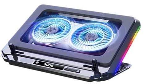 Base Refrigeradora Portatil Gaming Enfriador de Soporte para Juegos de portátil, ángulo Ajustable, con luz Colorida RGB, Soporte de disipación de calo Enfriador para computadora portátil