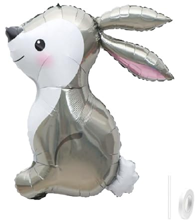 Gleemix Waldtiere Silber Hase Luftballons Geburtstag Deko, Hasen Tiere Folienballon, Party Deko Geburtstag Helium Ballons, Für Kinder Geburtstagsdeko Mädchen Junge Babyparty Theme Dschungel Deko