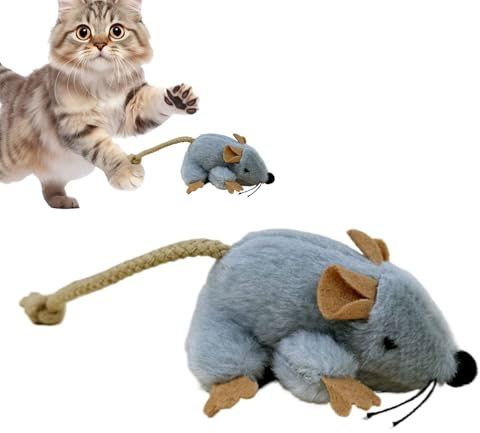 Liqzirtu De Gatos Ratón De Peluche - Juego Compacto con Sonido Incorporado,Juguetes De Gatos - para Uso Diario En Interior Y Exterior como Regalo para Mascotas Cumpleaños Y Vacaciones
