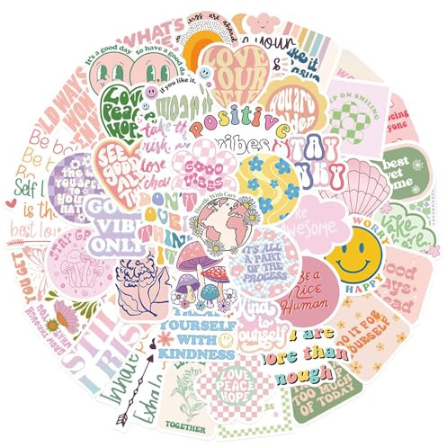 100 Pcs Aesthetic Stickers Pack Pink Motivational Quote Decals Positive Affirmation Vinyls Cute Boho Letter Stickers for Laptop Water Bottle Phone Case Journal Scrapbooking DIY Crafts