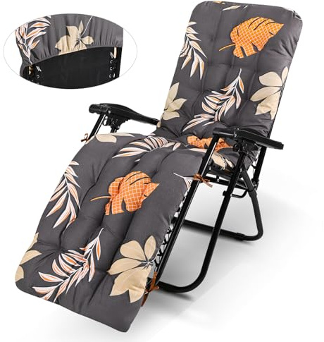 DoeDoefong Cuscino per sdraio da giardino, 170 x 53 cm, cuscino spesso per sedia a sdraio con antiscivolo e cinghie di fissaggio, cuscino per panca da giardino per terrazza
