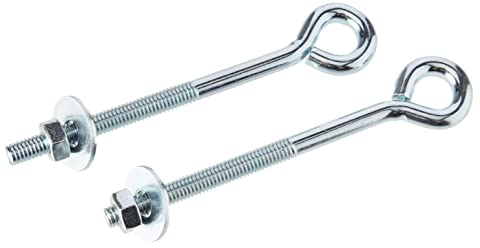 Bulk Hardware BH03591 Bullone a Occhiello con Dado e Rondella, 100 mm, Bianco, Set di 2