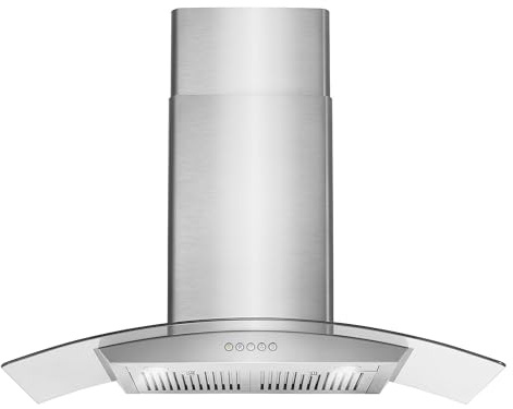 COSMO COS-668A900 36 in. Vista Collection 380 CFM Ducted Wall Mount Range Hood, Button Controls, LED Lights, Stainless Steel