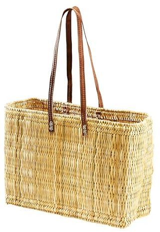 Kobolo Einkaufstasche Schultertasche Strandtasche Flechttasche Natur