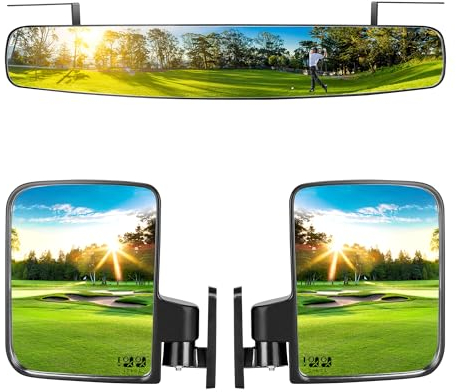 10L0L Golf Cart Folding Side Mirror and Panoramic Rear View Mirror Kit