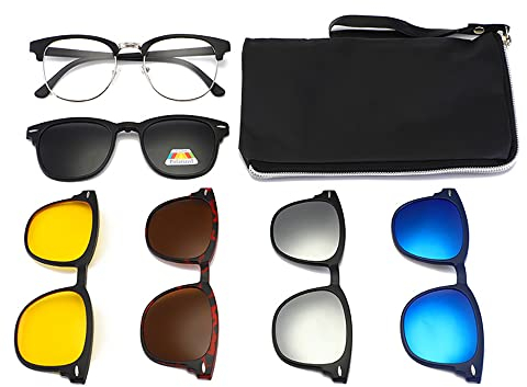 Hifot brillengestelle mit Magnetisch Clip polarisierte Sonnenbrille, Plastik Brillenrahmen Brillenfassungen für herren damen