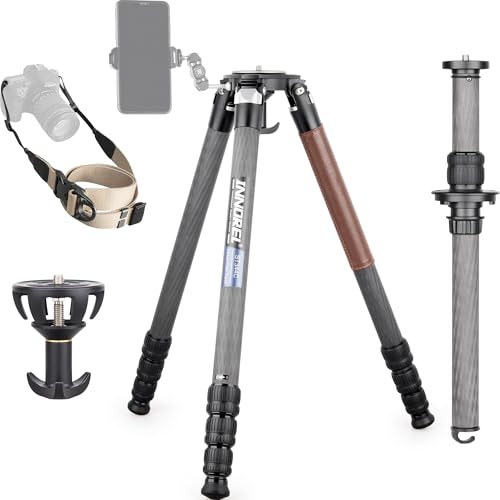 Treppiede in fibra di carbonio INNOREL ST384C Supporto per fotocamera professionale per impieghi gravosi con adattatore per ciotola da 75 mm tubo da 38,4 mm Carico massimo 38 kg Altezza massima 165 cm