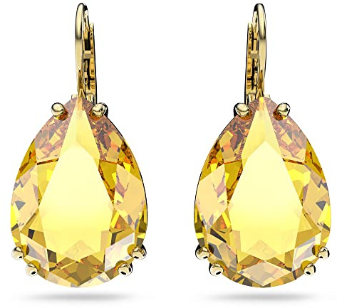 Swarovski Millenia Drop Earrings, Yellow Pear Cut Crystals in a Gold Tone Plated Setting, from the Millenia Collection