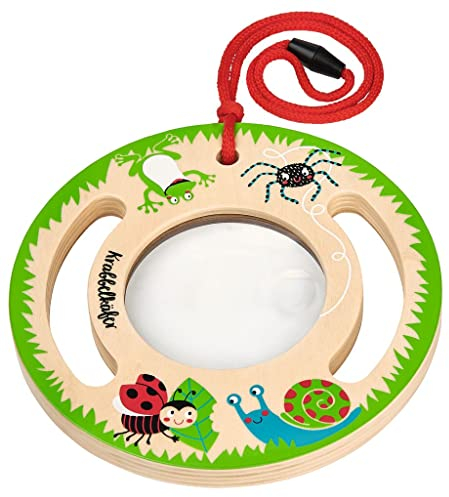 moses. Krabbelkäfer-Lupe XXL, Outdoor Kinderlupe aus Holz zum Umhängen, Vergrößerungsglas mit extra großem Sichtfeld für Kleinkinder ab 2 Jahren