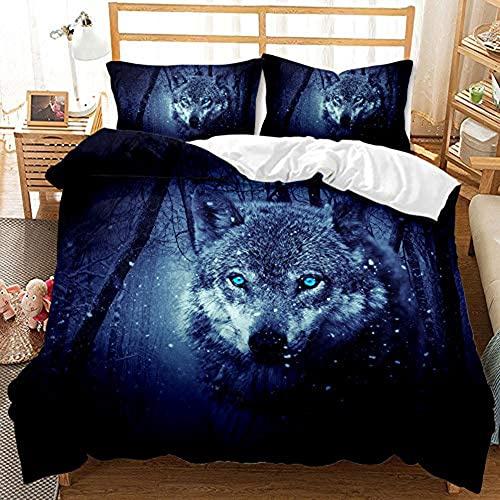 TULTOAP Lobo - Juego de cama (135 x 200 cm, 3D con funda de almohada para dormitorio, 3200 x 200 cm)
