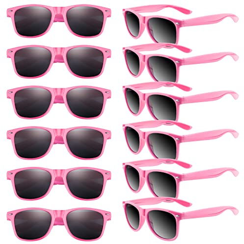 TUPARKA 12 Pack Sunglasses in Bulk for Kids School, Birthday, Beach Pool Party, Goody Bag Fillers, Pink