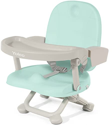 YOLEO Sitzerhöhung Stuhl Kind, Tragbarer Hochstuhl für Baby, nur 2 kg, Booster Sitz mit Sicherheitsgurt und Abnehmbarem Tablett, Geeignet für Kinder von 6 bis 36 Monaten