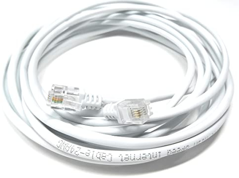 DRUT RJ11 to RJ11 ADSL 2 Modem Telephone Cable, 4m, 13ft White | High Speed Broadband, Transmits Data Up to 100 Mbits/sec, 26 AWG, Supports Analogue or Digital, (DSL/ISDN) Applications