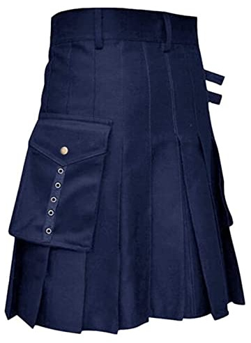 Kilt de sport utilitaire écossais H04-bleu marine, M