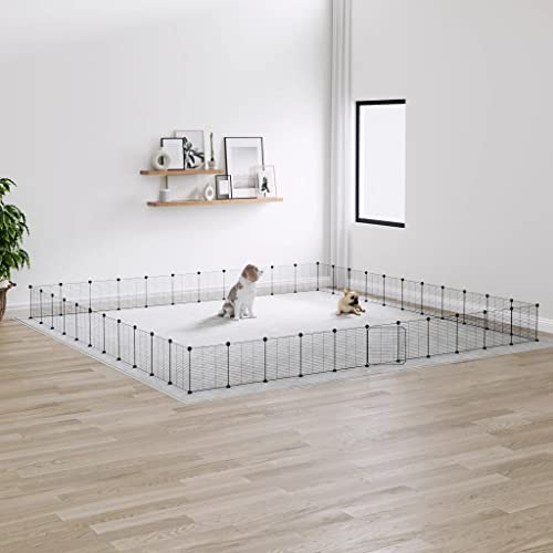 PRISSENT 44-TLG. Haustierkäfig mit Tür 35x35 cm Kaninchengehege Innen Kaninchenkäfig Innen Haustierkäfige Haustiere Käfig Kaninchenstall Innen Käfig für Haustiere Kaninchenzaun Stahl Schwarz